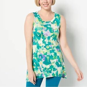 LOGO Layers by Lori Goldstein Watercolor Printed Tank Top